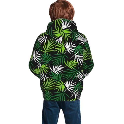 Tropical Leaves1 Kid Hoodies Boys Sweatshirts Girls Pullover with Pocket4