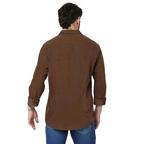 Image of Spykar Men's Slim Fit Raised Collar Full Sleeve Solid Casual Shirts