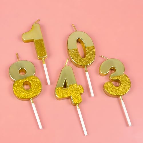 Image of Birthday Number Candles 20 for Kids Cake Topper Decoration Sparkle Gold Metallic Drip-Resistant Candles for Wedding Anniversary Graduation Retirement Twentyth Year Celebration Size 5 x 3.5 cm