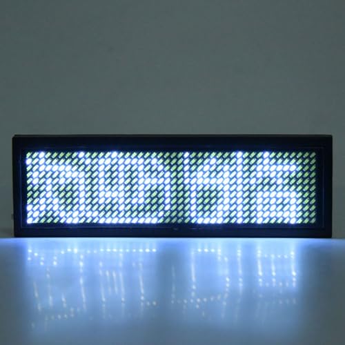 Insignia de Nombre LED con Logotipo Chino de 4 Caracteres, Pantalla Electrónica Desplazable, 93x30x6mm, Batería 180mAh, Blanco, 110-240V, Plástico ABS