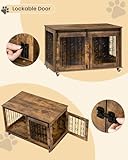 EUGAD Hundekäfig Möbel 100cm Hundebox Zuhause mit 2 Tür 5 Rädern, Hundekäfig für Zuhause Kleine/Mittlere/Große Hunde bis zu 60kg,Hundebox Holz Dekorative Hundeschrank Vintagebraun 100x56x58cm