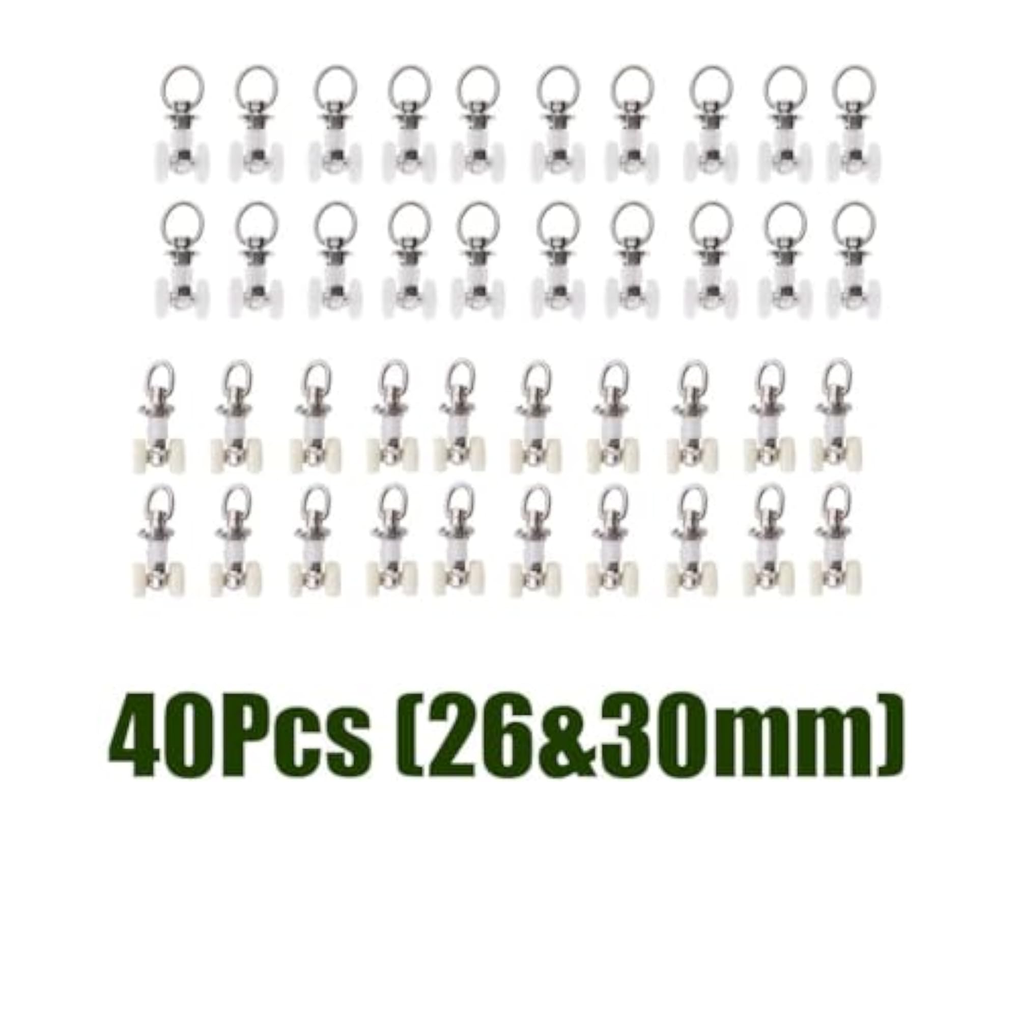 Alloy Curtain Track Glider Rail Slide Wheels, 40 Pcs