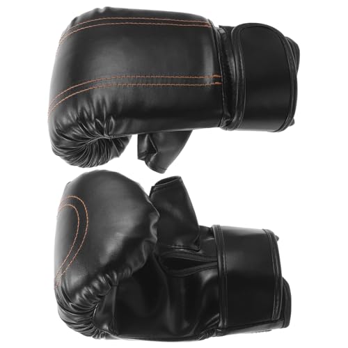 FOMIYES Guantes de Boxeo para Hombre y Guantes de Entrenamiento de Kickboxing de PU Negro Semiabiertos Muñequera Ancha Ajustable Transpirables para Sparring y Artes Marciales