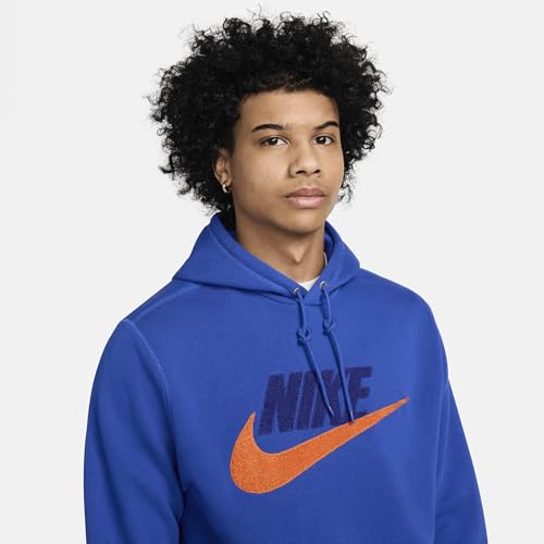 Nike Club Fleece Men's Pullover Hoodie (FN3104-480, Game Royal/Game Royal/Safety Orange) Size Medium3