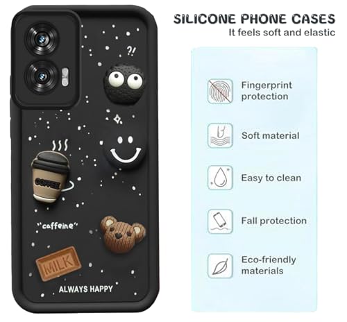 Image of GoldKart Back Case Cover Compatible for Motorola Edge 50 Fusion 5G | Cute Fun Cartoon 3D Ball Coffee Silicone Case | Full Body Protection Back Cover for Motorola Edge 50 Fusion 5G - Black