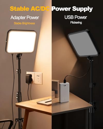 UBeesize 2-Pack LED Video Light Kit, 3000-6500K Dimmable Photography Studio Lights with Tripod Stand & Phone Holder, Video Recording & Streaming Lighting for Makeup, Gaming, YouTube - Image 6