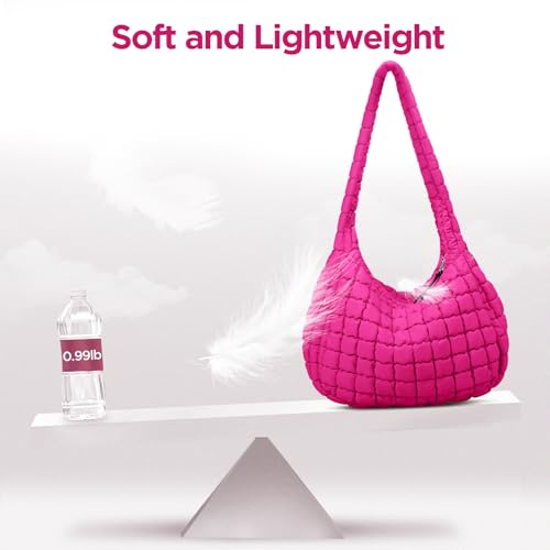 Image of Puffer Tote Bag for Women Large Quilted Crossbody Bag Quilted Carryall Bag Soft Puffy Hobo Handbags Puff Purse Shoulder Bag