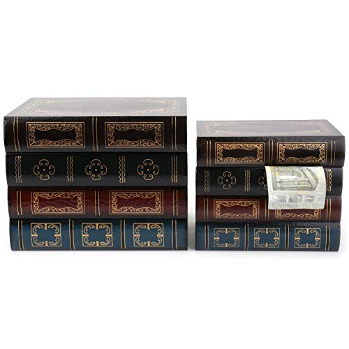 Tosnail 2 Pack Decorative Book Boxes Wooden Antique Book Decorations Vintage Book Storage Box #TOP3