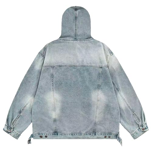 Oymyakon Men's Acid Wash Denim Hoodies Casual Oversized Hoodie Pullover Vintage Sweatshirt with Pockets2