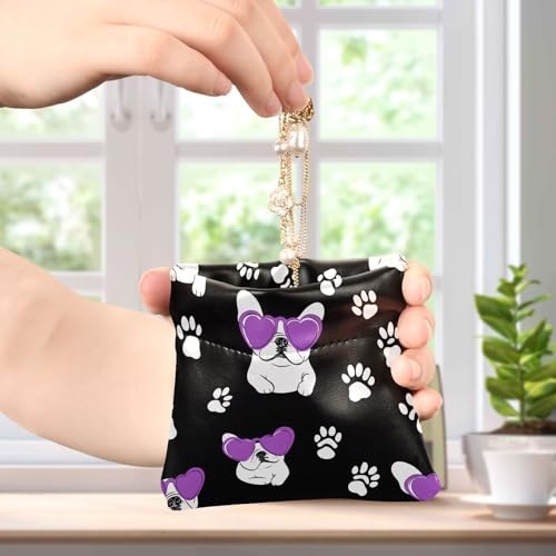 Coin Purse for Women Bulldog Footprints Coin Pouch Change Holder PU Leather Mini Wallet Portable Coin Bag Money Pocket4