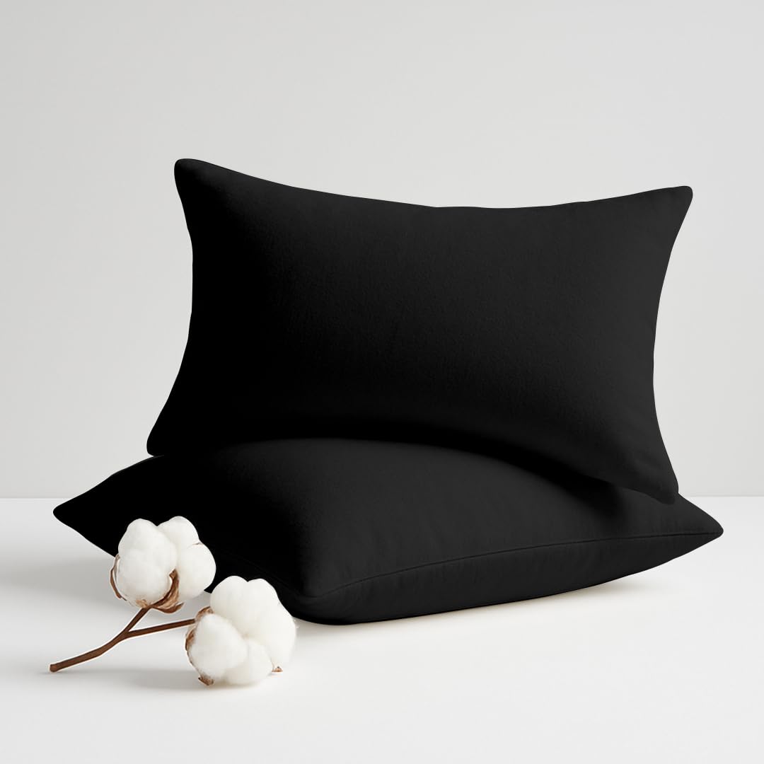 Egypto Black 100% Brushed Cotton Soft And Cozy Flannelette Thermal Pillow Cases (, Pillowcase)