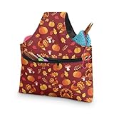 LVEWYB Bolsa de fio de abóbora de peru de ação de graças, organizador de saco de crochê, bolsa de armazenamento de tricô de grande capacidade, bolsa organizadora de fios de artesanato de viagem com