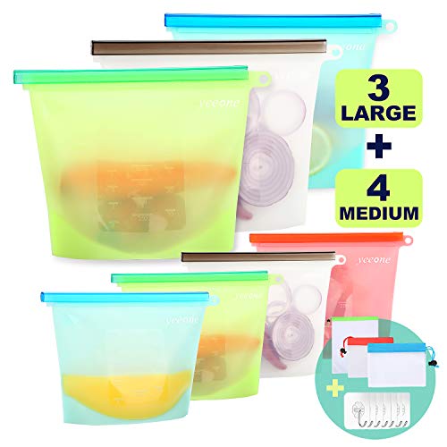 Reusable Silicone Food Storage Bags,Yeeone 17 Pack Airtight Seal Versatile Preservation Bags