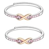 Forever Best Friends Pink Oath Infinity Symbol Ring Set Infinity Ring for Women Friendship Gifts for Bestie Jewelry Present (Pink * 2)