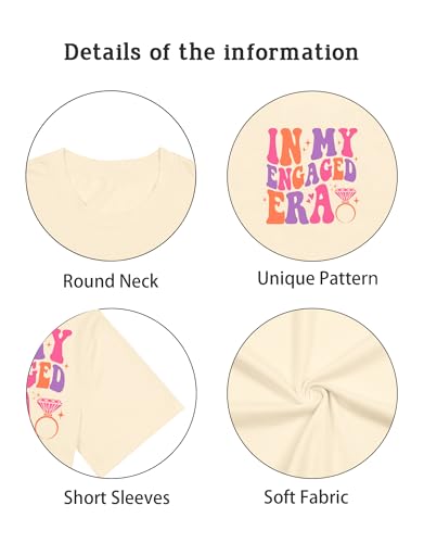 Bride Shirts for Women Oversized in My Engaged Era Tshirt Bachelorette Outfit for Bride Engagement Party Tops2