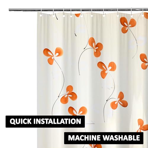 Image of Kuber Industries (Pack of 4) Shower Curtain | 7 Feet | PVC Waterproof Window Curtain | Bathroom Shower Curtain | AC Curtains | Curtains for Bathtub | 8 Rings Curtain | Painting | Cream