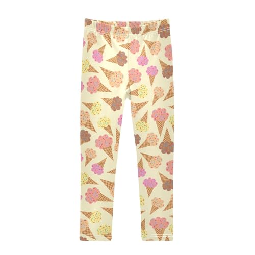Colorful Ice Cream Girls Leggings,Workout Leggings for Girls Toddler Athletic Leggings Size for 3-10T