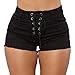 Produktbild Deloito Damen Mode Sexy Quasten Loch Auge Denim Kurze Hose Mittlere Taille Dünne Jeans Shorts Reißverschluss Bandage Mini Hot Pants (Blau-B,Medium)
