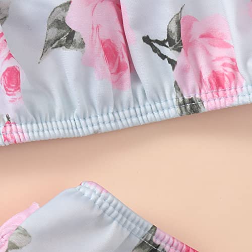 Foto von Jungen Schwimmen Floarl Bikini Rüschen Bademode Hut Outfits Zwei Bowknot Badeanzug Mädchen Stück Gedruckt Leopard Baby Sommer Mädchen Bademode (Pink, 18-24 Months)