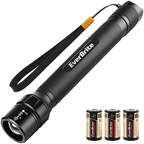 EverBrite Ultra Bright Tactical Flashlight, 600 Lumen Zoomable Adjustable Focus, 4 Light Modes, Heavy-Duty Aluminum Flashlight for Hurricane Supplies Camping, 3C Alkaline Batteries Included