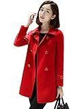 IDEALSANXUN Red Coat for Women Fall Winter Double Breasted Wool Coats Trench Coat Christmas Outfits Clothes, Red, S