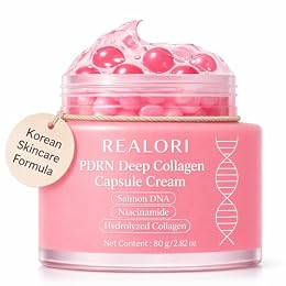 realori PDRN Capsule Cream with Vitamin C & Collagen – Korean Boba Moisturizer for Face, Pink Jelly Cream for Deep Hydration, Skin Repair, and Glow – Korean Skincare Gel for All Skin Types