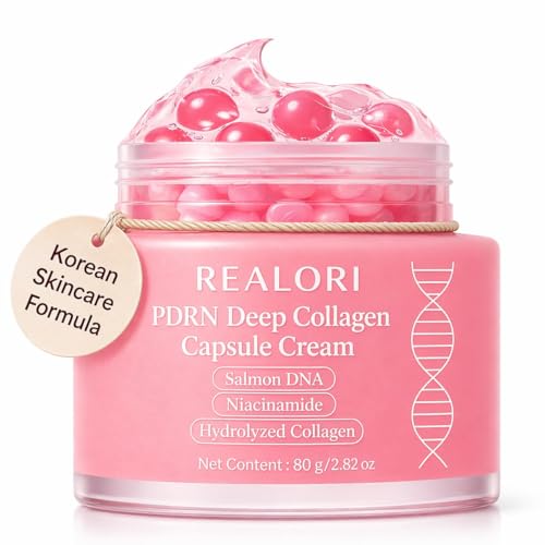 realori PDRN Capsule Cream with Vitamin C & Collagen – Korean Boba Moisturizer for Face, Pink...
