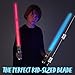 SYNCFUN 2 Pack 7 Colors Light Up Swords for Kids, Dual Extendable LED Swords Set with FX Sound (Motion Sensitive) and Sliver Handle for Fighters and Warriors, Halloween Birthday Party Gift for Boys