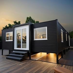 20ft 30ft 40ft Expandable Prefab Tiny Home,Foldable Modular Container House with 2-4 Bedrooms,Full Kitchen & Bathroom,Portable Steel Frame Tiny Houses to Live in for Adults,Mobile Office/Guest House