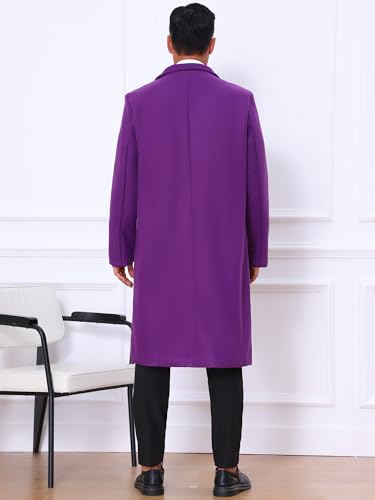 Lars Amadeus Winter Trench Coat for Men's Single Breasted Notch Lapel with Pockets Formal Overcoat3