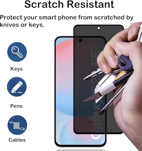 Image of ZARALAPrivacy Screen Protector for Samsung Galaxy S24 FE 5G [1 Pack],Anti-Spy Tempered Glass Film,9H Hardness,Anti Scratch,Anti Fingerprint,Bubble-Free,Anti-Spy Screen Protector