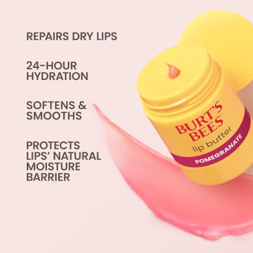 Image of Burt's Bees Pomegranate Lip Butter, Repairs Dry Lips, 24 Hour Hydration, Locks in Moisture, Includes Shea and Mango Butters, Antioxidant Rich Vitamin E, Convenient Twist Up Dispenser, 0.5 Oz.