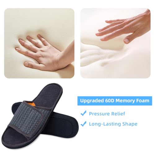 Image of Men's Adjustable House Slippers, Mesh Open Toe Breathable Indoor Slip on