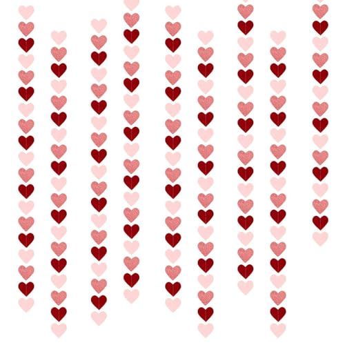108PCS Heart Garland Red and Pink Valentines Day Decorations for Decorating Walls Windows Photo Backdrops Homes Shops or Parties Valentines Day Decorations for Party Create a Festive Atmosphere