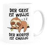 MoonWorks® Kaffee-Tasse mit Spruch Der Kaffee ist kaputt Faultier Bürotasse lustige Kaffeebecher chillig weiß standard