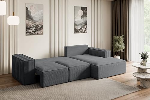 ALTDECOR Ecksofa mit Schlaffunktion und Bettkasten Corner Sofa Bett Eckcouch Couch L-Form Schlafcouch Ausziehbar Wohnlandschaft Schlafsofa Cauchsofa Serra-L-S - 266x165x73 cm Duneklgrau – Bild 7