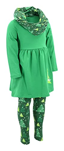 Image of Unique Baby Girls Kids Toddler 3pc Outfit Set Long Sleeve Soft Knit Tunic Top Leggings and Scarf