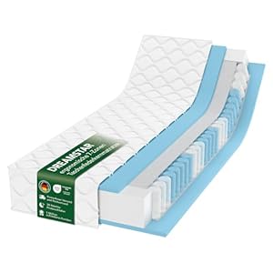 DREAMSTAR Ergo Flex XXL Duo Taschenfederkernmatratze 140x200cm | ergonomische 7-Zonen Matratze | Öko-TEX® | H2 (0-80kg) & H3 (80-100kg) | Hypoallergen & Antibakteriell | 22 cm hoch 140 x 200 cm