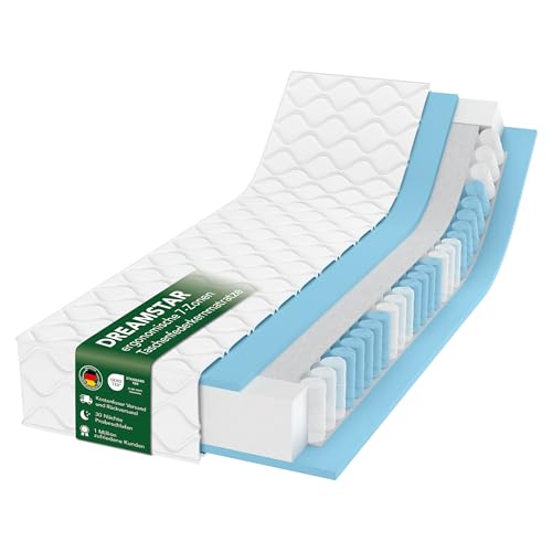 DREAMSTAR Ergo Flex XXL Duo Taschenfederkernmatratze 100x200cm | ergonomische 7-Zonen