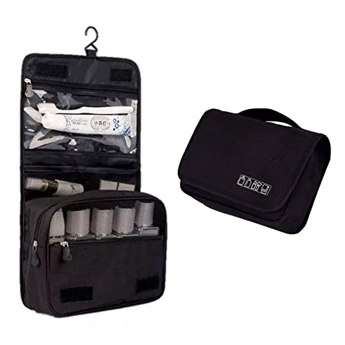 Necessaire Com Alça Organizadora Masculina Feminina Grande Viagem Cabide Divisória (Preto)