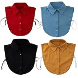 LJRPUPY Cuello falso desmontable, medias camisas falsas, cuello falso, collares versátiles para mujeres y hombres, Rojo, azul, negro y amarillo, Talla única