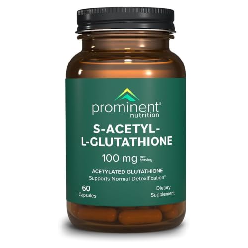 Prominent Nutrition S-Acetyl L-Glutathione Supplement - Clinically Researched Emothion Acetylated Glutathione for Normal Liver Detoxification Support & Optimal Antioxidant Effect Vegan - 1 Pack