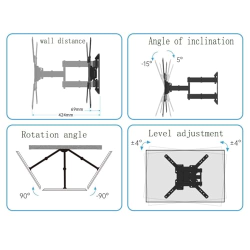 Support mural universel pour TV LCD bras télescopique orientable - 6