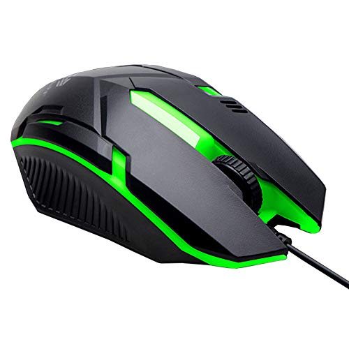 3 Button PC Mouse Wired, Ergonomic USB Computer Mouse Black, LED Backlit USB