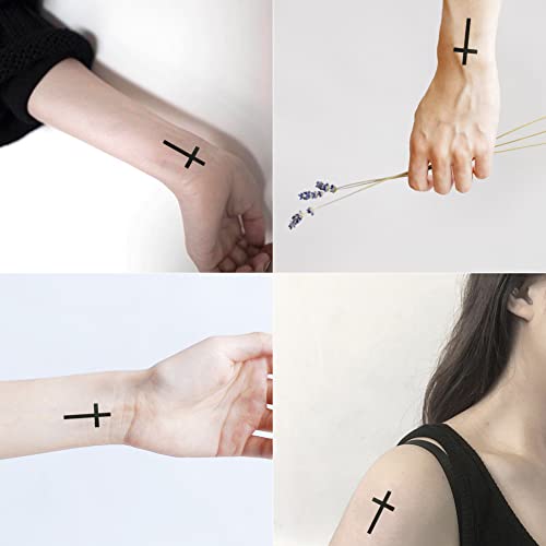 Oottati Small Cute Temporary Tattoo Cross Finger Wrist (Set Of 2) #TOP2