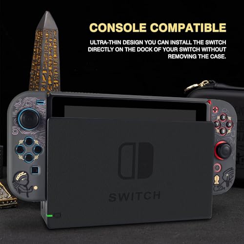 DLseego Dockable Protective Case Compatible with Nintendo Switch, Newest Pattern Cover with Anti-Scratch and Shock-Absorption Design Soft Touch Hard Cover with 2 pcs Thumb Grips - Zelda