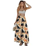 Maxi Skirts for Women with Pockets Black Cat A-Line Pleated High Waist Long Midi Length Casual Skirt for Party Holiday