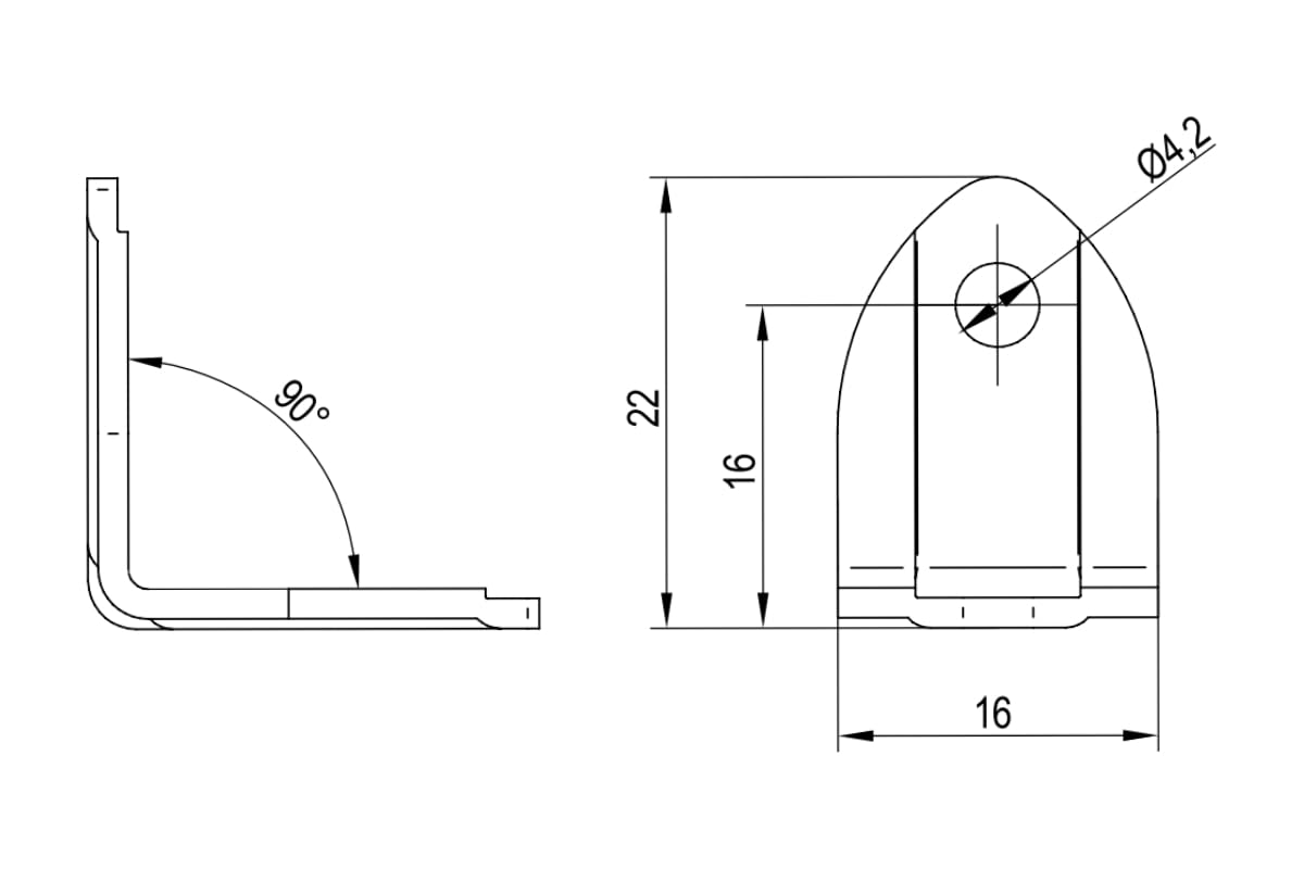 SKIR'CO (20 stuks) plankbeugels 20 x 20 mm, metalen haakse