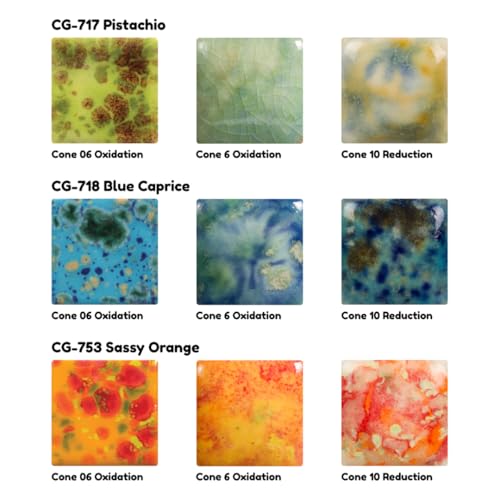 Mayco Jungle Gems Crystal Glazes 12-Pint Set #1 (CGKT2P), 12 Assorted Colors, Low/Mid-High Fire Cone 06-10 (CG) Liquid Ceramic Pottery Glazes for Wet/Unfired Clay or Bisque