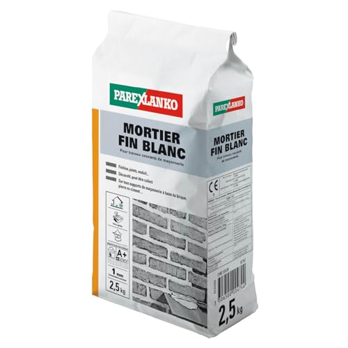Parexlanko, Mortier Fin Blanc, Mortier pour travaux de finition, petits scellements et joints de maçonnerie, 2,5kg